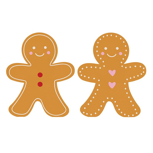 Shaped Party Napkins - Gingerbreads - 20ct