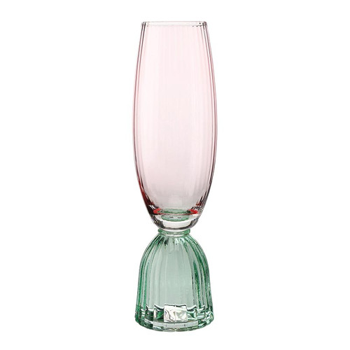Mahjong Champagne Glass - Green/Pink - 8oz