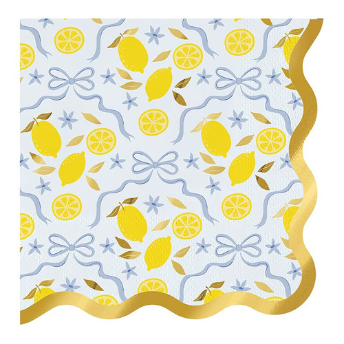 Foil Wavy Scalloped Napkins - Lemons - 20ct