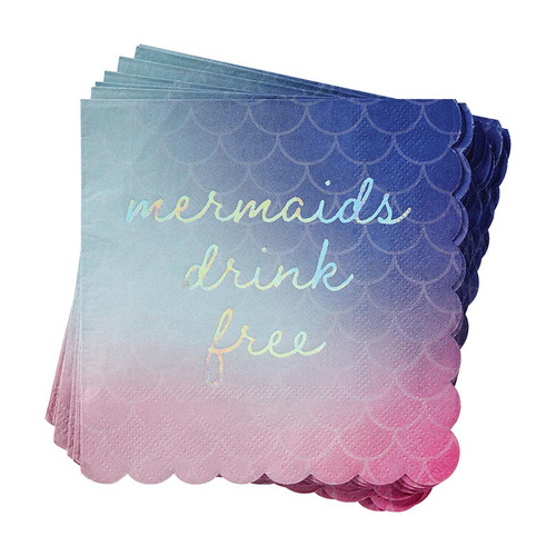 BEVERAGE NAPKINS - MERMAIDS DRINK FREE