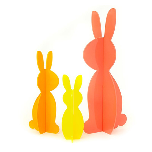 Acrylic Decoration - Bunny - Orange - Set of 3