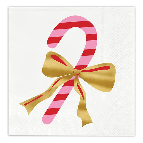 Foil Beverage Napkins - Candy Cane - 20ct
