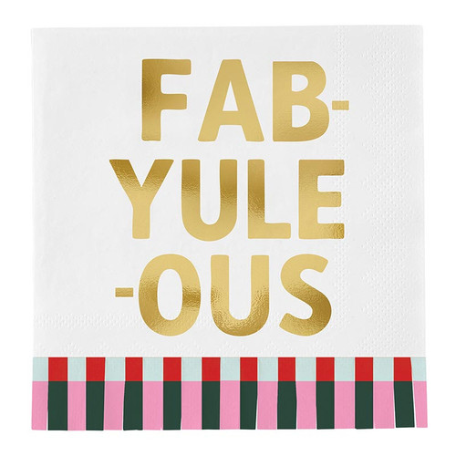 Foil Fringe Beverage Napkins - Fab Yule Ous - 20ct