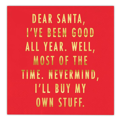 Foil Beverage Napkins - Dear Santa, I've Been Good All Year - 20ct