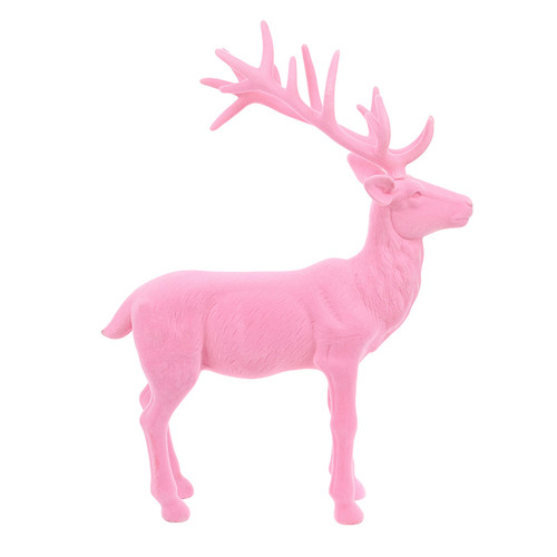 30" Standing Flocked Deer - Pink