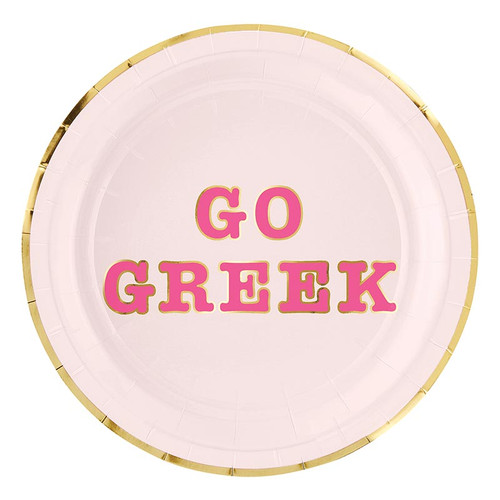 Foil Round Paper Plates - Go Greek - 8ct