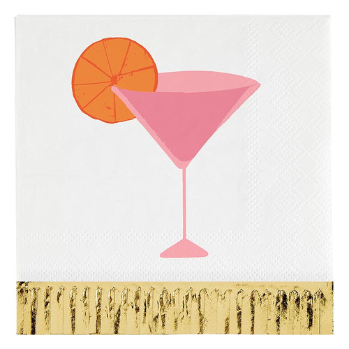 Foil Fringe Beverage Napkins - Pink Drink - 20ct