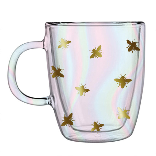 Double-Wall Glass Mug - Bees