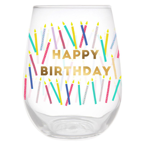 Wine Glass - Happy Birthday Candles