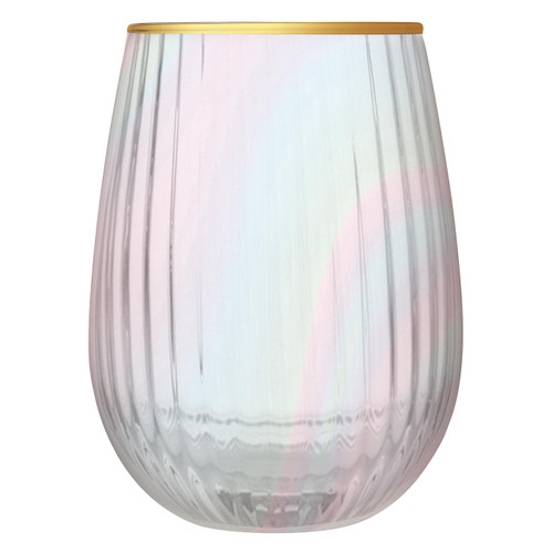 Beveled Stemless Wine Glass - Iridescent