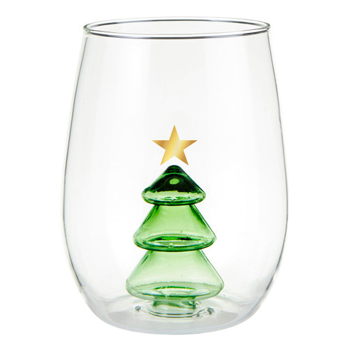 Stemless Wine Glass with Figurine - Tree