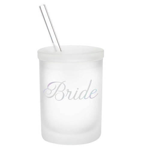 Glass DOF with Lid and Straw - Bride