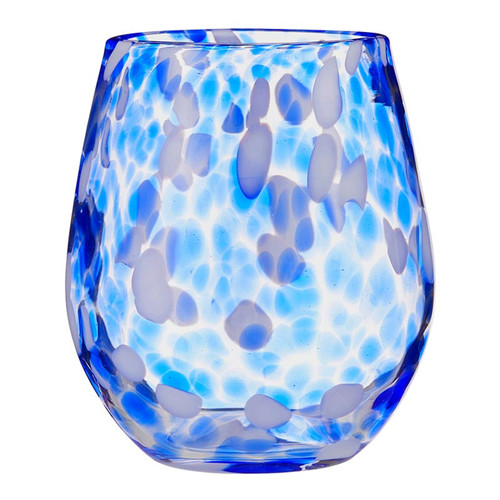 Blown Stemless Wine Glass - Blue