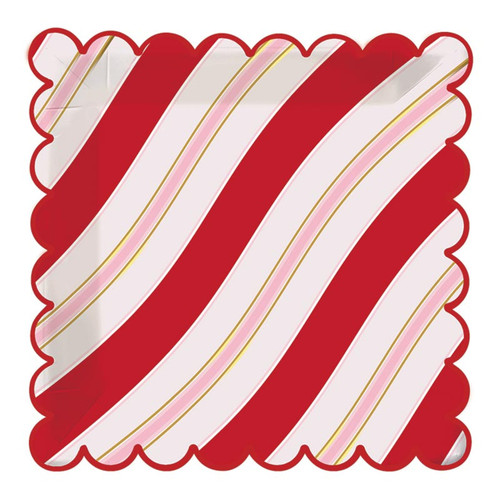 Foil Scallop Plate - Stripes