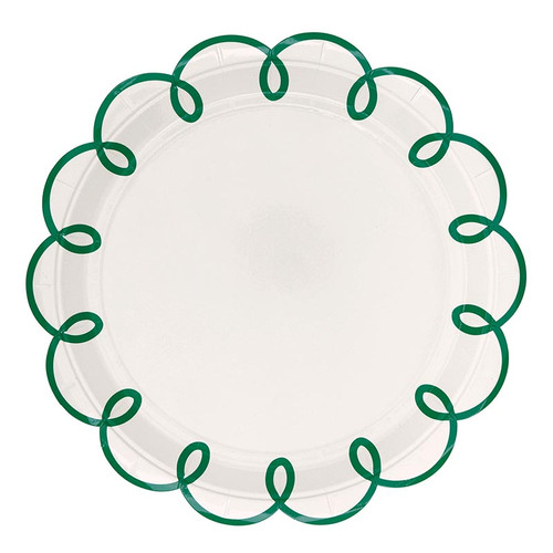 Round Scalloped Paper Plates - Green Scallop - 8ct