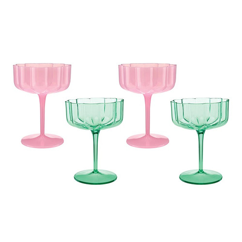 Mahjong Plastic Coupe Glasses - Set of 4