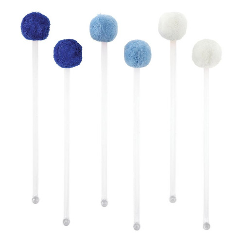 Pom Pom Stir Sticks - Blue Coastal