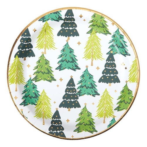 Paper Lunch Plate - Holiday Trees