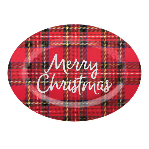Melamine Oval Platter - Plaid Holiday 