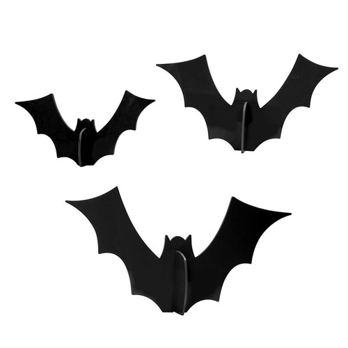 Acrylic Decoration - Bats - Black - Set of 3