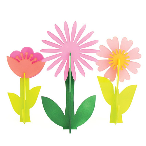 Acrylic Decoration - Kailo Flower - Pink - Set of 3