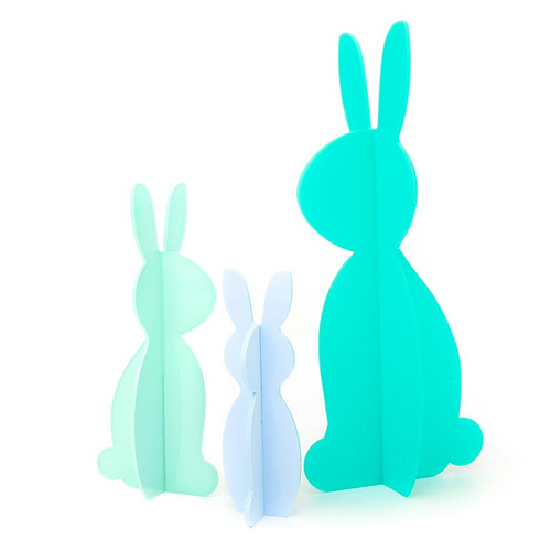 Acrylic Decoration - Bunny - Teal - Set of 3