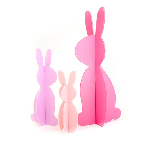 Acrylic Decoration - Bunny - Pink - Set of 3