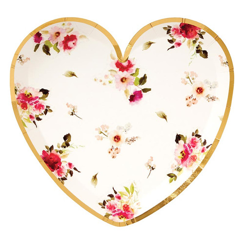 Paper Lunch Plate - Floral Heart