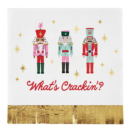 Foil Fringe Beverage Napkins - What's Crackin'? - 20ct
