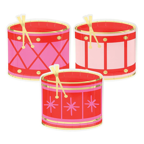 Foil Shaped Paper Plates - Set of 3 Drums - 9ct