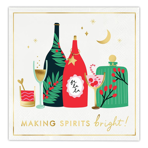 Foil Beverage Napkins - Making Spirits Bright! - 20ct