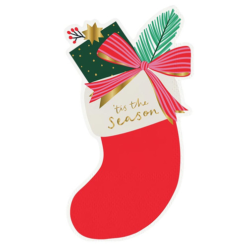 Foil Shaped Napkins - Stocking - 20ct
