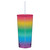 Glass Tumbler with Straw - Rainbow