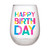 Stemless Wine Glass - Happy Birthday Block