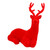 11.75" Sitting Flocked Deer - Red