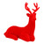 11.75" Sitting Flocked Deer - Red