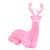 11.75" Sitting Flocked Deer - Pink