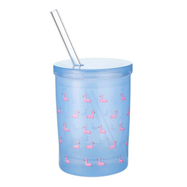 Flamingo Plastic Cups With Lids and Straws: Flamingo Theme Plastic Drink  Cups With Lids and a Choice of Straws 