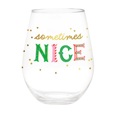 Stemless Wine Glasses Set of 8 Naughty or Nice