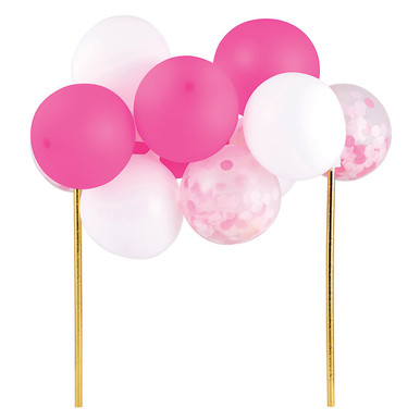 Pink Red White Confetti Balloon Cake Topper