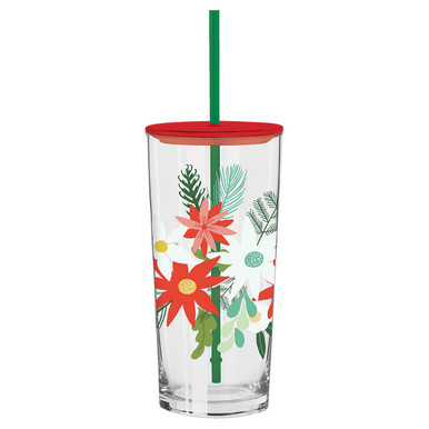 Glass Tumbler with Straw - Anti-Social Butterfly - Slant Collections
