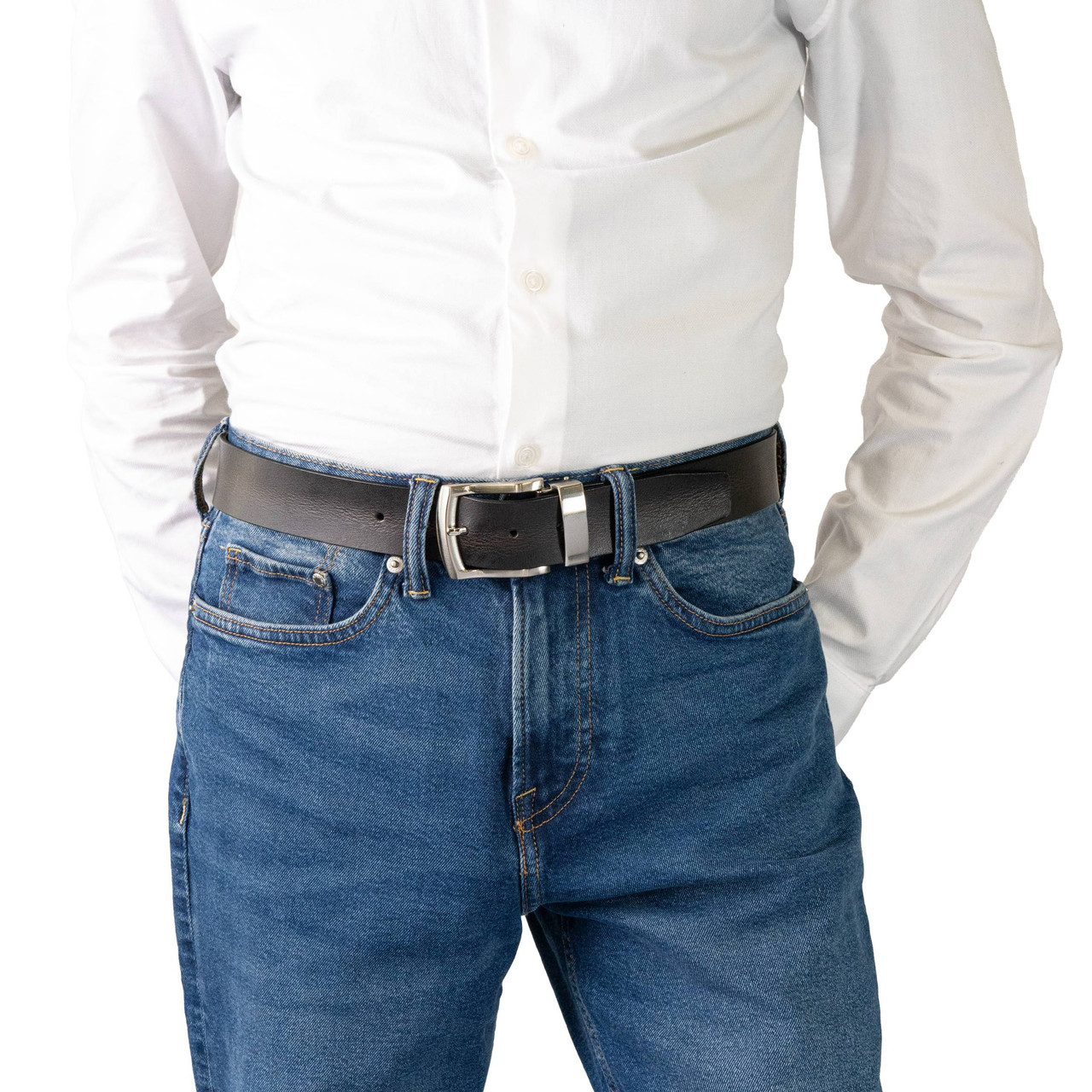 NILE Black. Full Grain Vintage Leather Belt. 38mm width.