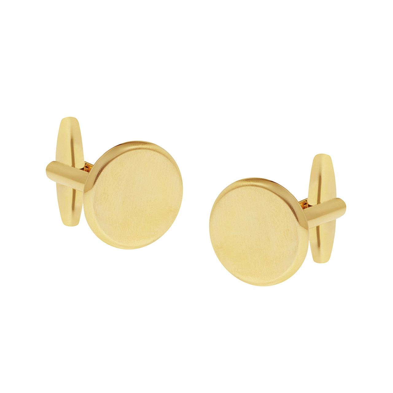 CUFFLINKS. Gold Brushed. Round. Supplied in case.