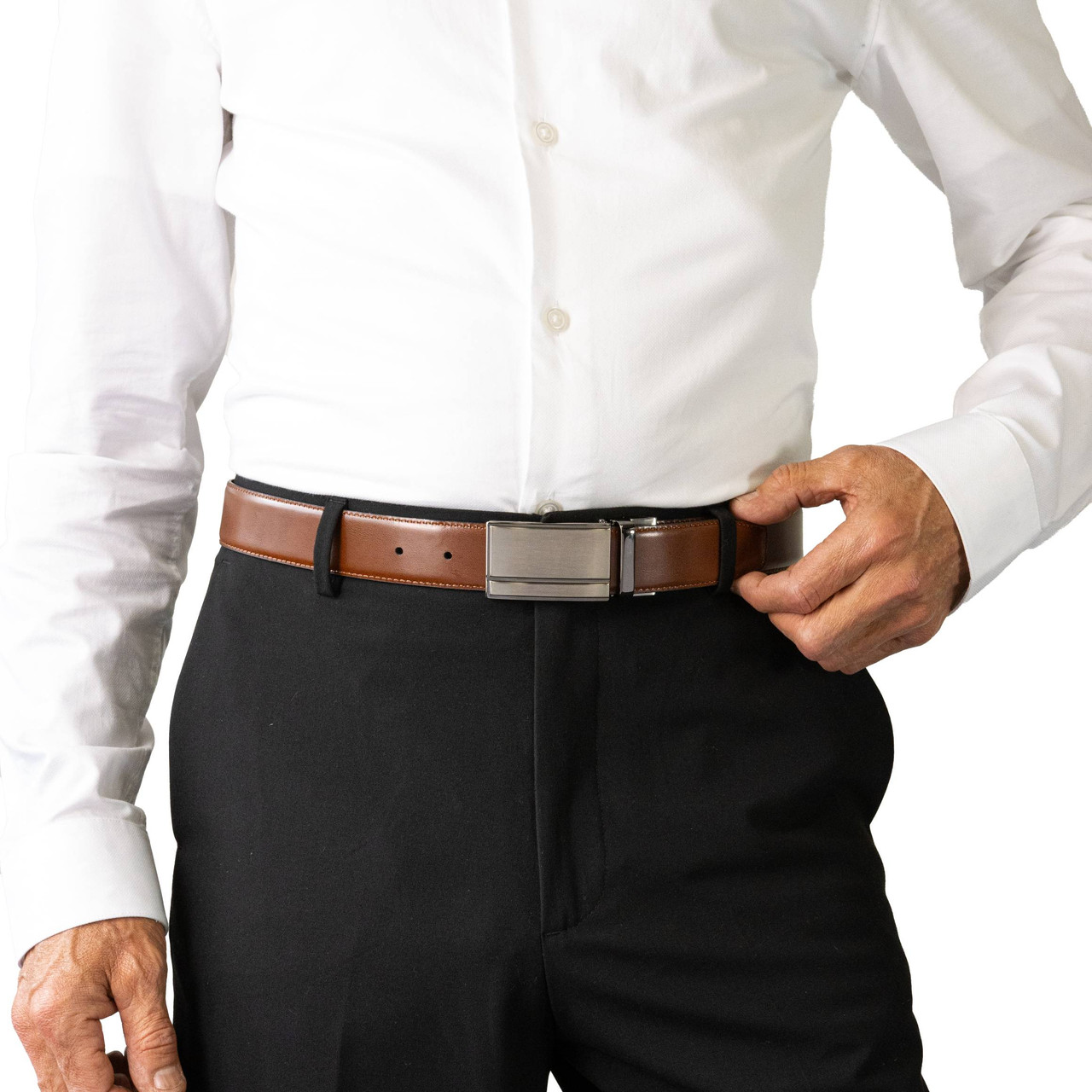 CEDAR Black/Chestnut. Reversible Leather Belt. 35mm width.