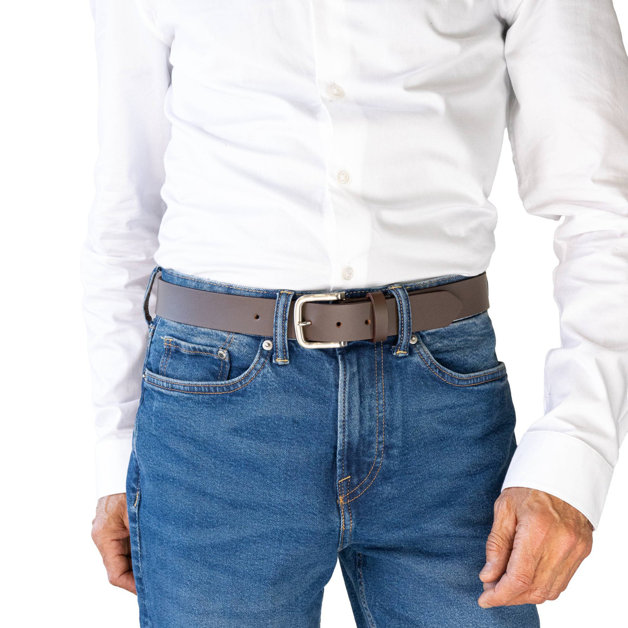 SLATE Brown. Buffalo Leather Belt. 35mm width.