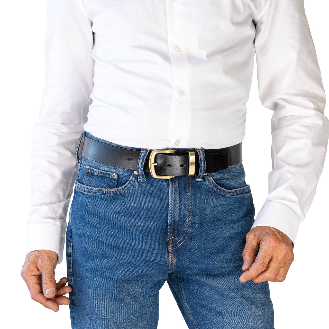 JAMBOREE Black. Full Grain Natural Leather Belt. 38mm width.