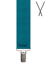 BRACES. X-Back with Nickel Clips. Teardrop Print. Teal. 35mm width.