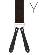 BRACES. Y-Back with Leather Ends. Plain Brown. 35mm width.