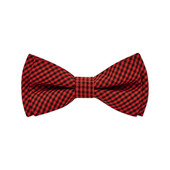 BOW TIE + POCKET SQUARE SET. Tartan. Red. Supplied with matching pocket square.