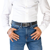 JUSTIN Black. Buffalo Leather Belt. 30mm width.